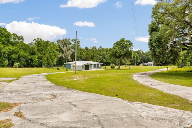 view of community featuring a lawn