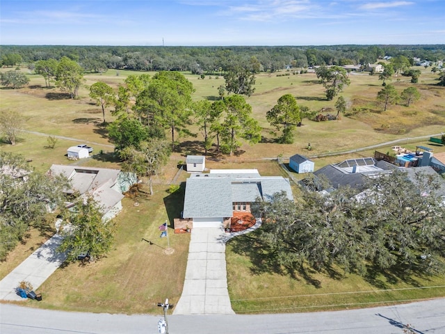 aerial view featuring a rural view