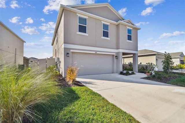 front of property with a garage