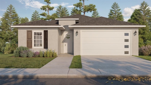 view of front of house with a garage and a front yard