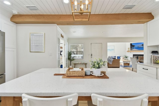 kitchen featuring white cabinetry and wood ceiling