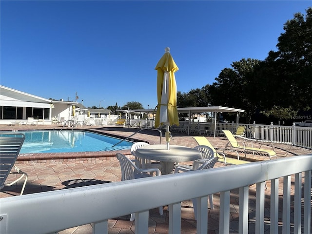 view of pool featuring a patio area