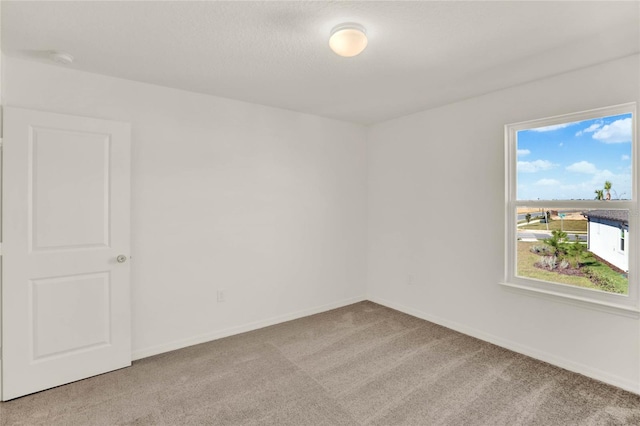 unfurnished room featuring light colored carpet