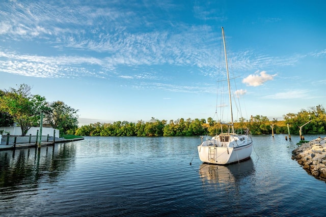 dock area featuring a water view