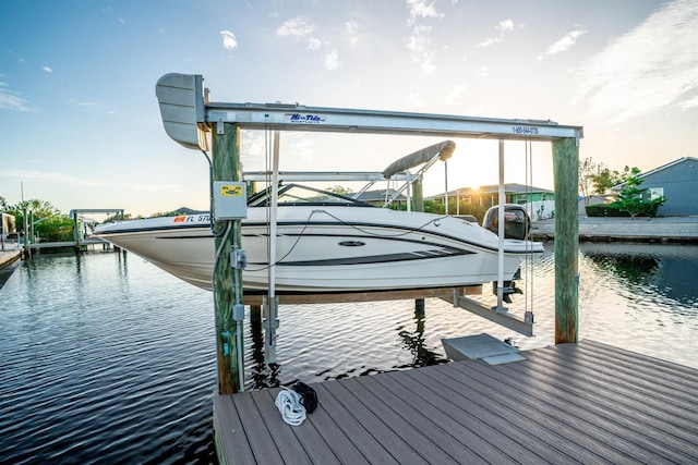 view of dock featuring a water view