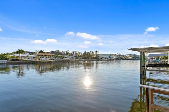 view of dock featuring a water view