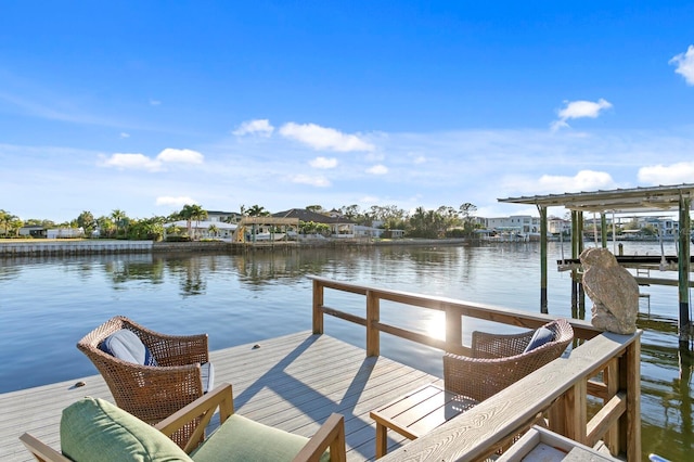 view of dock featuring a water view