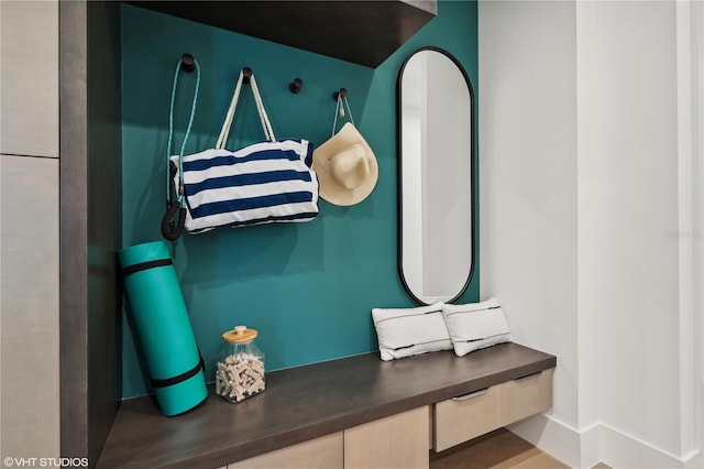 mudroom featuring hardwood / wood-style floors