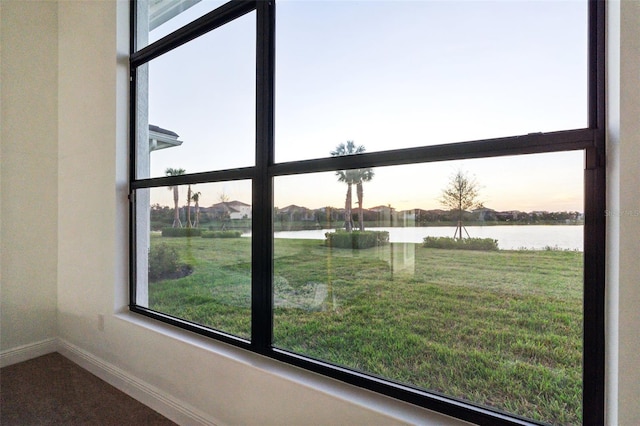 room details featuring a water view