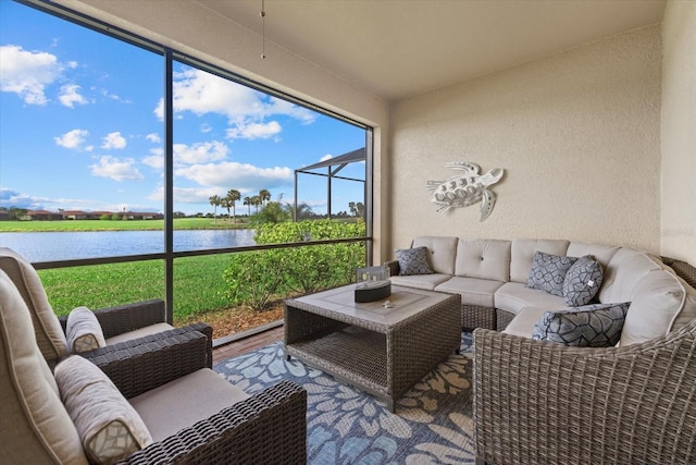 23503 Waverly Cir, Venice, FL 34293 - sunroom featuring a water view and an outdoor hangout area