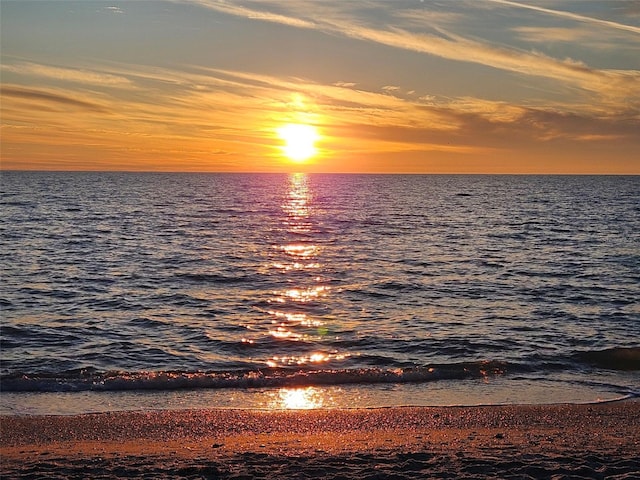 view of water feature featuring a beach view