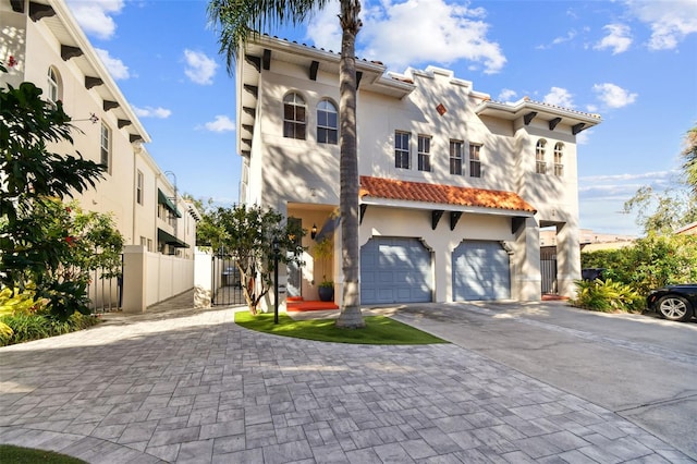 mediterranean / spanish-style home with a garage