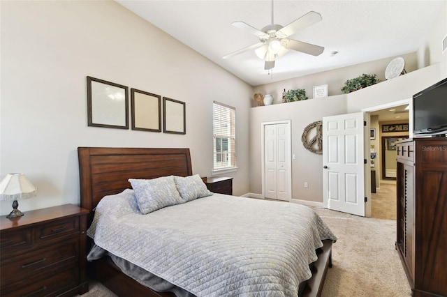 102 S Moody Ave Unit 3, Tampa, FL 33609 - bedroom featuring light carpet, a closet, baseboards, and a ceiling fan