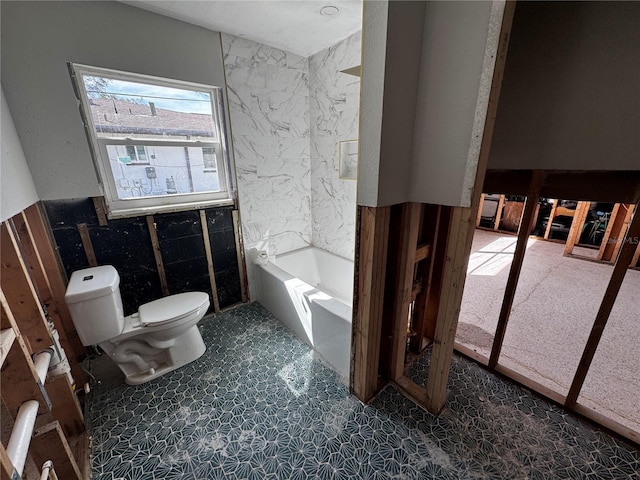 bathroom featuring toilet and a bathing tub