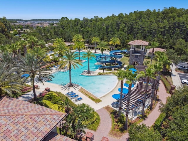 view of pool with a gazebo