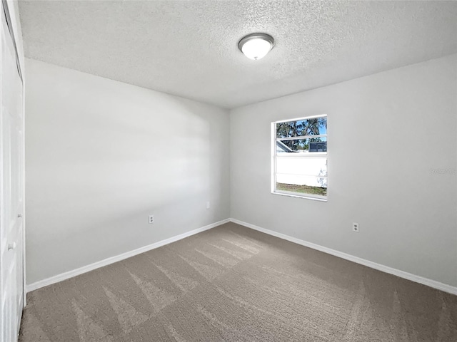 empty room featuring carpet flooring and a textured ceiling