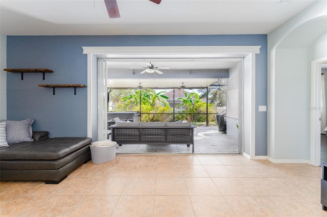 interior space featuring light tile patterned floors