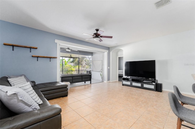 view of tiled living room