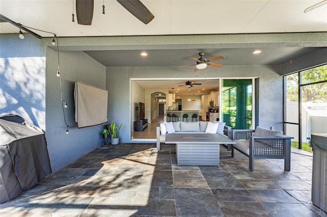 view of patio featuring outdoor lounge area