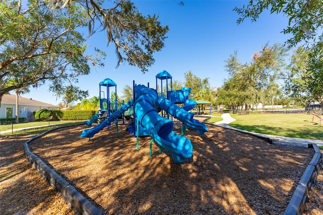 view of play area with a lawn