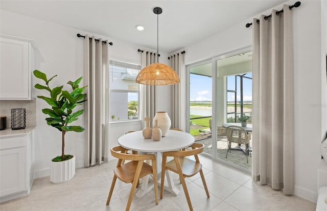 view of tiled dining room