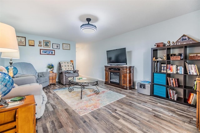 living room with hardwood / wood-style floors