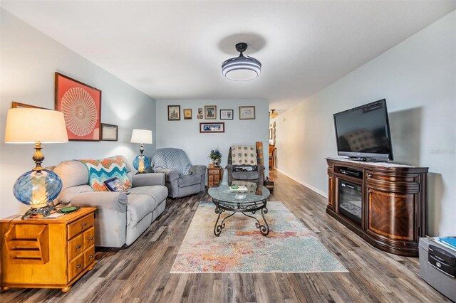 living room with wood-type flooring