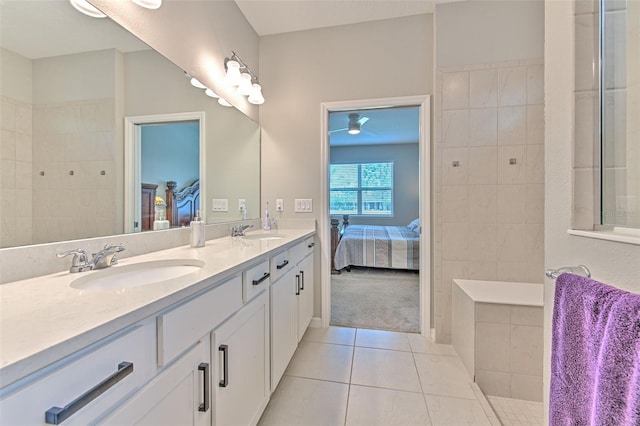 bathroom featuring vanity and tile patterned floors