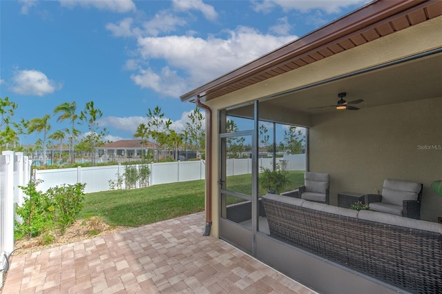 view of patio / terrace featuring outdoor lounge area and ceiling fan