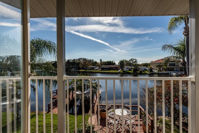 balcony with a water view