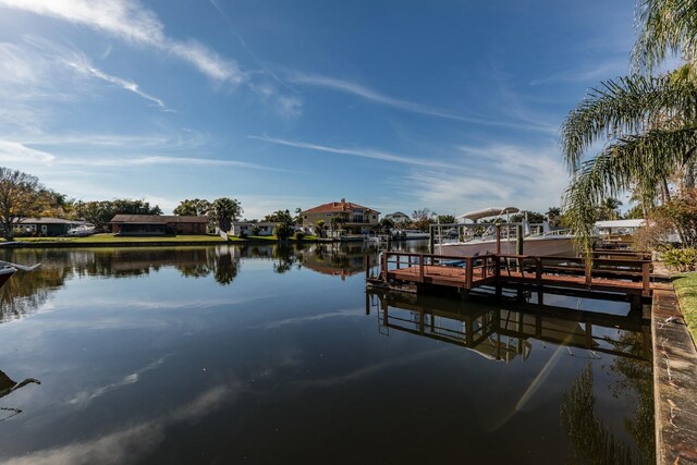 dock area featuring a water view