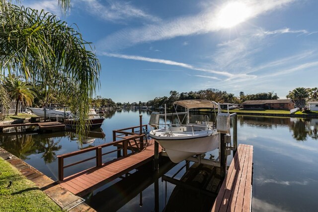 view of dock featuring a water view