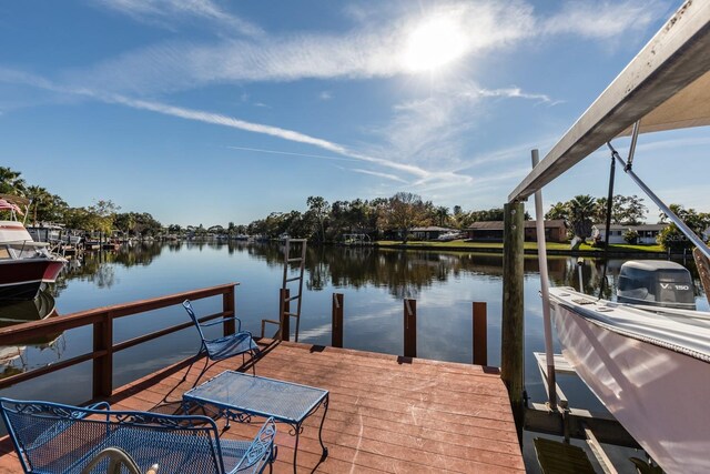 dock area featuring a water view