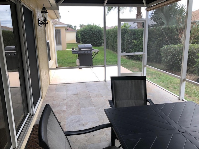 view of unfurnished sunroom