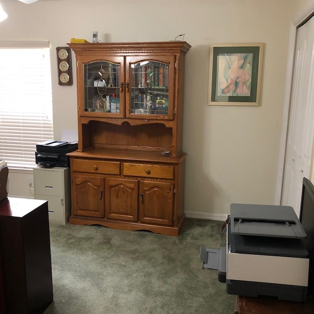 office area with dark carpet