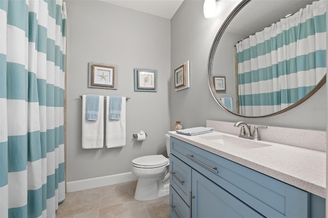 bathroom with tile patterned flooring, vanity, and toilet