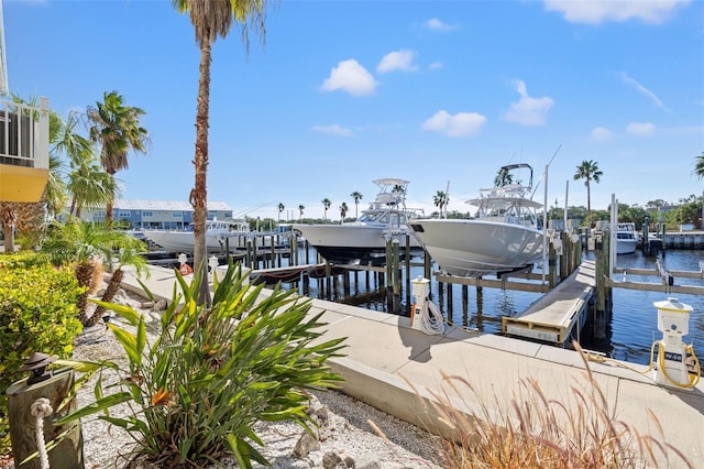 view of dock featuring a water view