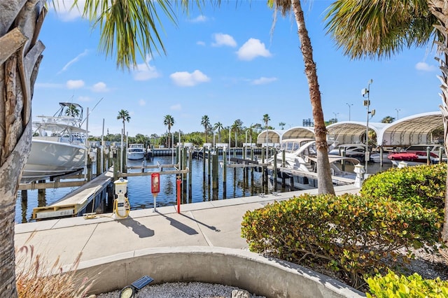 view of dock featuring a water view