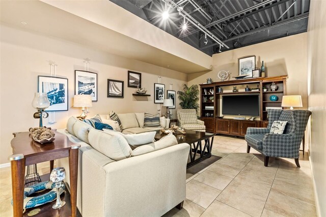 view of tiled living room