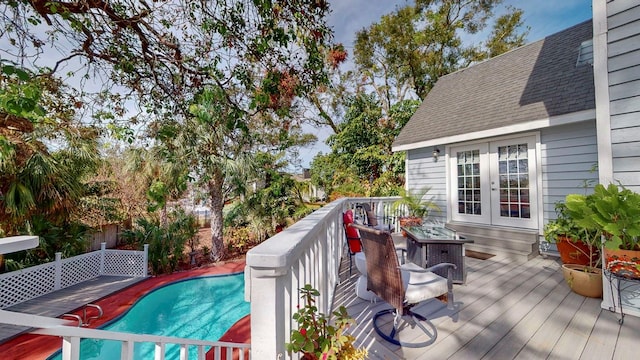 wooden deck with french doors