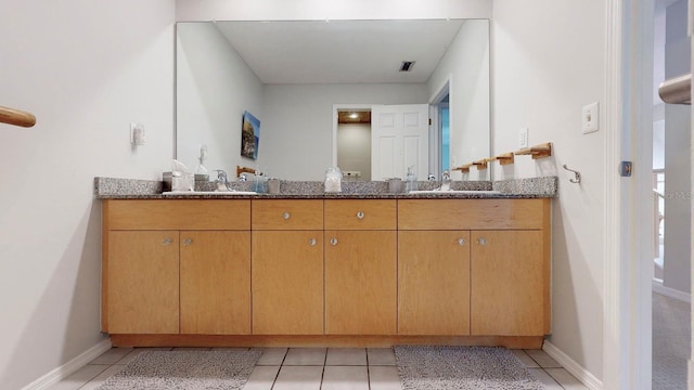 bathroom with tile patterned floors and vanity