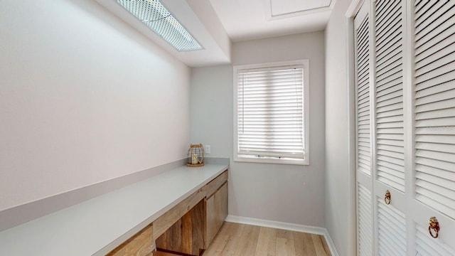 home office featuring light hardwood / wood-style flooring