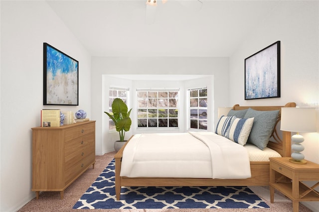 bedroom with carpet flooring and ceiling fan