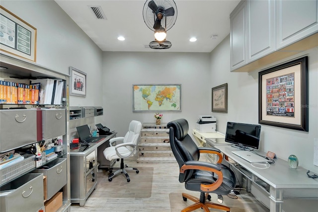 office area featuring light wood-type flooring