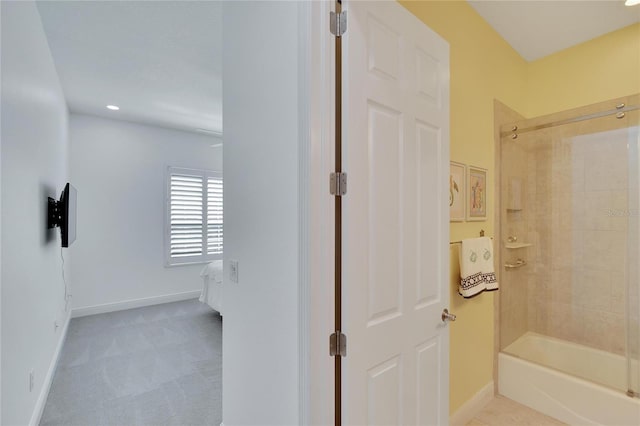 721 Manns Harbor Dr, Apollo Beach, FL 33572 - full bath with baseboards, tub / shower combination, and recessed lighting
