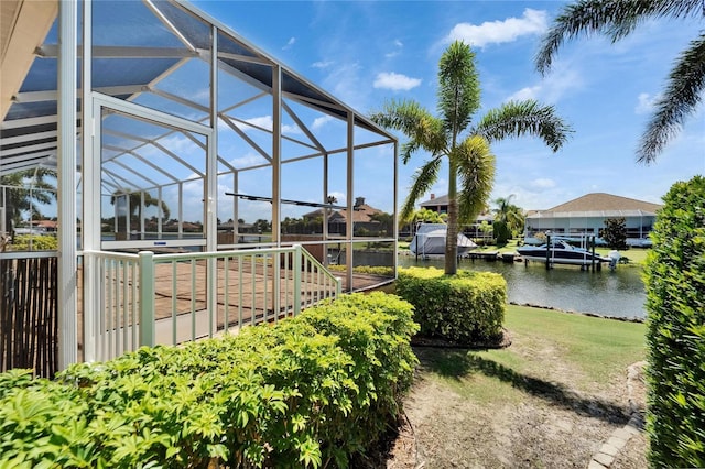 721 Manns Harbor Dr, Apollo Beach, FL 33572 - exterior space with a water view and a lanai