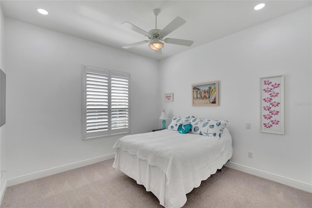 721 Manns Harbor Dr, Apollo Beach, FL 33572 - bedroom with carpet flooring, recessed lighting, and ceiling fan
