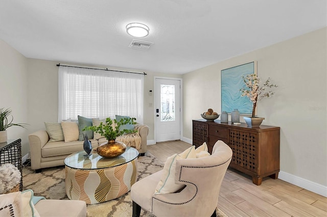 living room featuring light hardwood / wood-style flooring