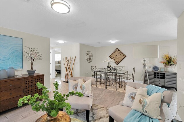 living room featuring light wood-type flooring