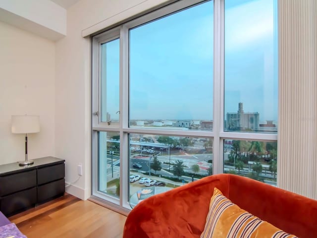 living room with hardwood / wood-style flooring